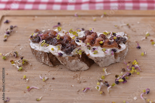 sandwich with nailed bread and baicon photo