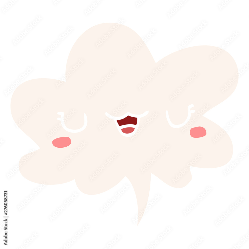 cute cartoon face and speech bubble in retro style cute cartoon face and speech bubble in retro style
