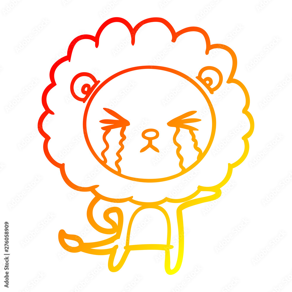 warm gradient line drawing cartoon crying lion warm gradient line drawing cartoon crying lion
