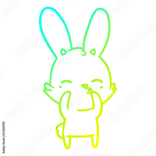 cold gradient line drawing curious bunny cartoon