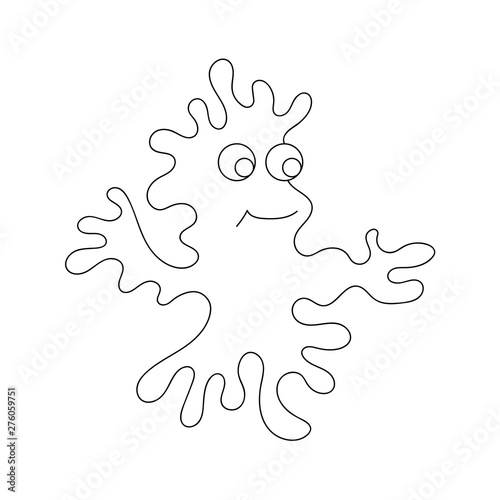 Cute cartoon little monster, Ghost . Black and white vector illustration for coloring.