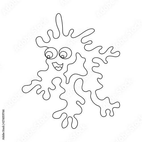 Cute cartoon little monster, Ghost . Black and white vector illustration for coloring.