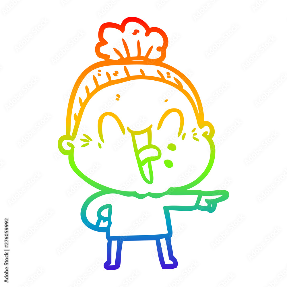 rainbow gradient line drawing cartoon happy old woman rainbow gradient line drawing cartoon happy old woman