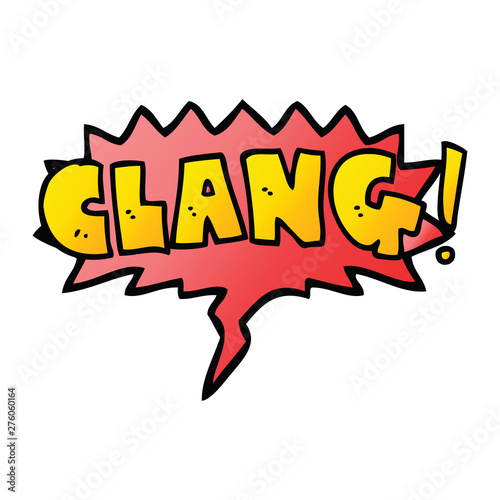 cartoon word clang and speech bubble in smooth gradient style