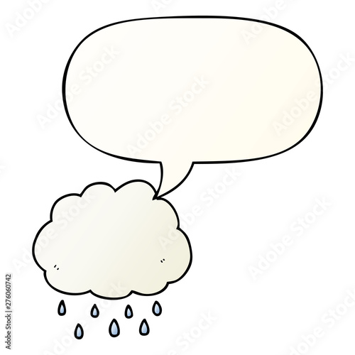 cartoon rain cloud and speech bubble in smooth gradient style