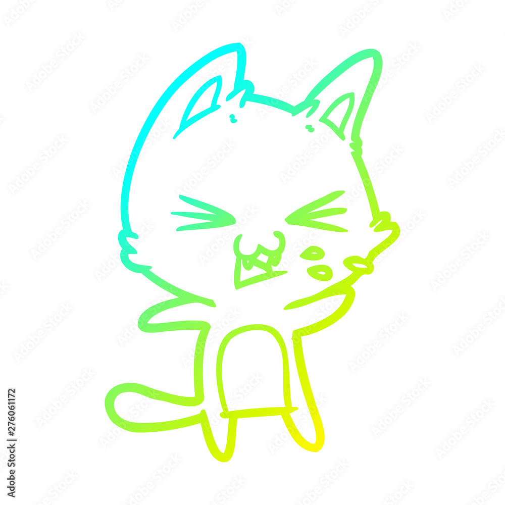 cold gradient line drawing cartoon cat hissing cold gradient line drawing cartoon cat hissing