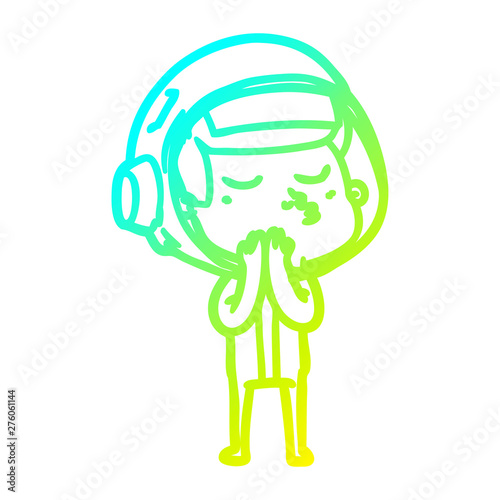 cold gradient line drawing cartoon confident astronaut