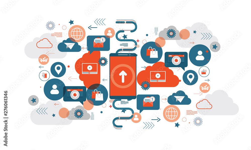 Isometric web banner smartphone with mobile app icon Isometric web banner smartphone with mobile app icon