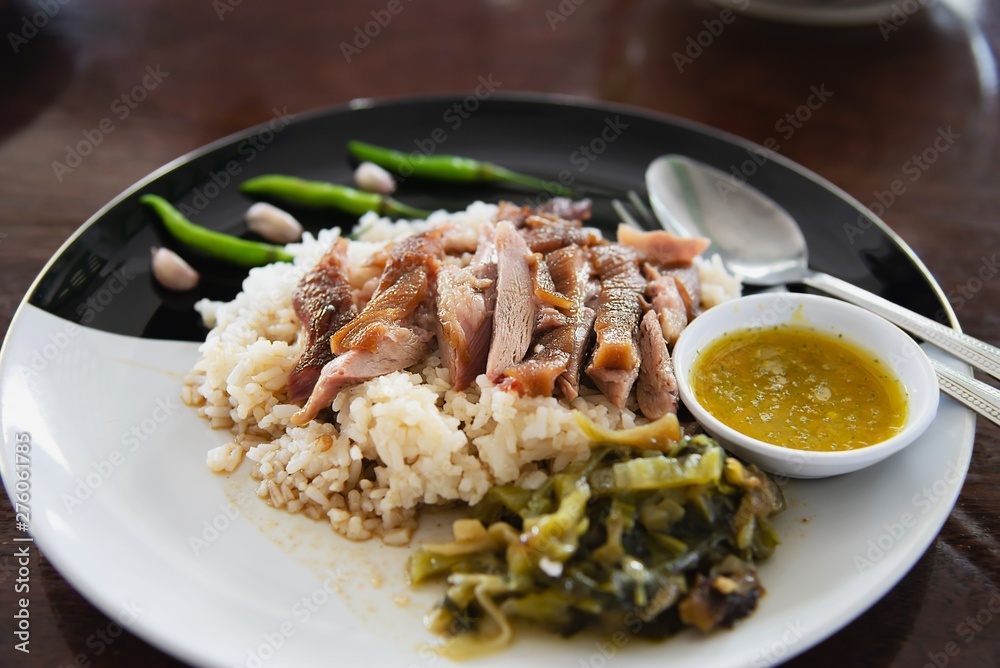 Rice with pork leg - famous traditional Thai recipe