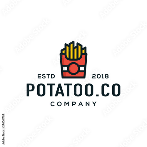 French fries logo design vector.