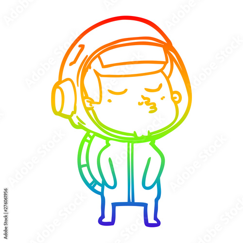 rainbow gradient line drawing cartoon confident astronaut