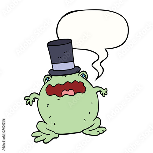 cartoon toad wearing top hat and speech bubble
