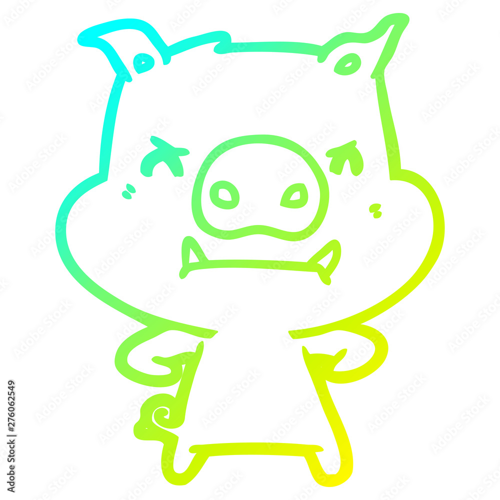 cold gradient line drawing angry cartoon pig cold gradient line drawing angry cartoon pig