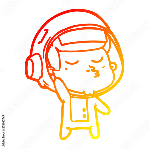 warm gradient line drawing cartoon confident astronaut