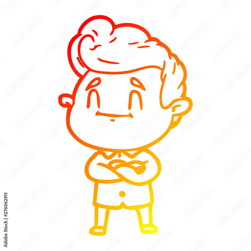 warm gradient line drawing happy cartoon man