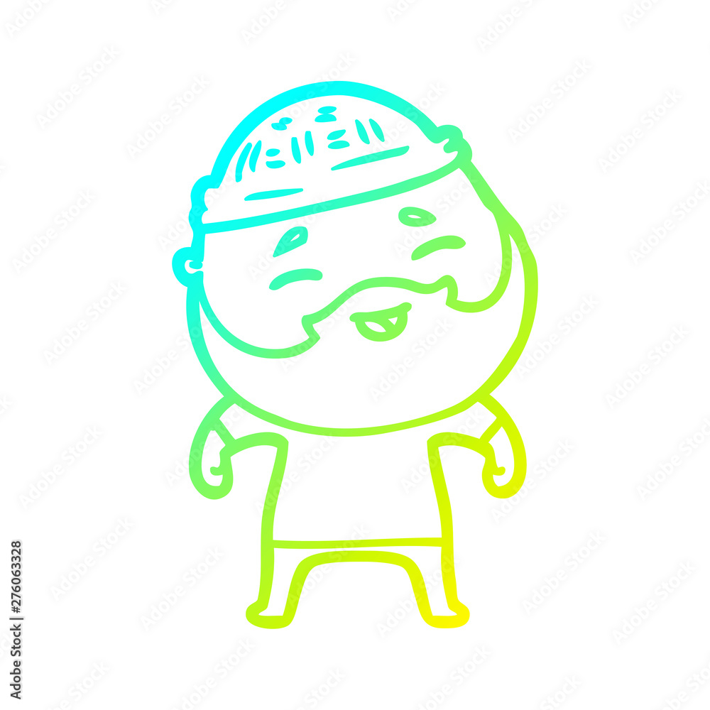 cold gradient line drawing cartoon happy bearded man cold gradient line drawing cartoon happy bearded man
