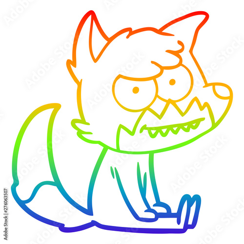rainbow gradient line drawing cartoon grinning fox