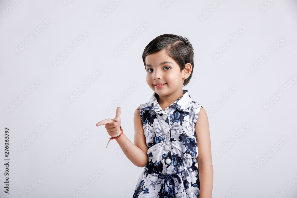 Cute Indian little girl on white background Cute Indian little girl on white background