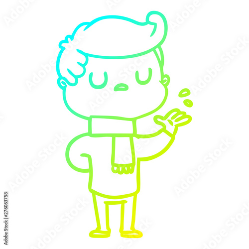 cold gradient line drawing cartoon aloof man