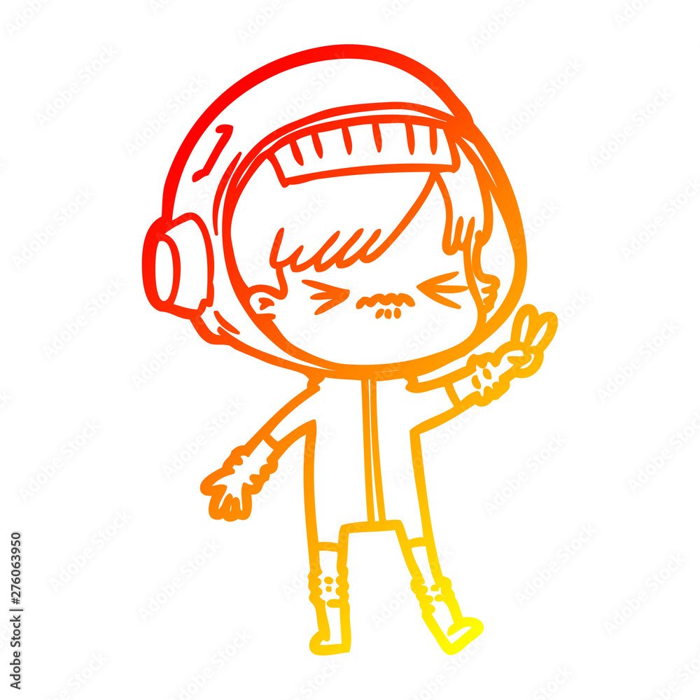 warm gradient line drawing cartoon astronaut woman warm gradient line drawing cartoon astronaut woman
