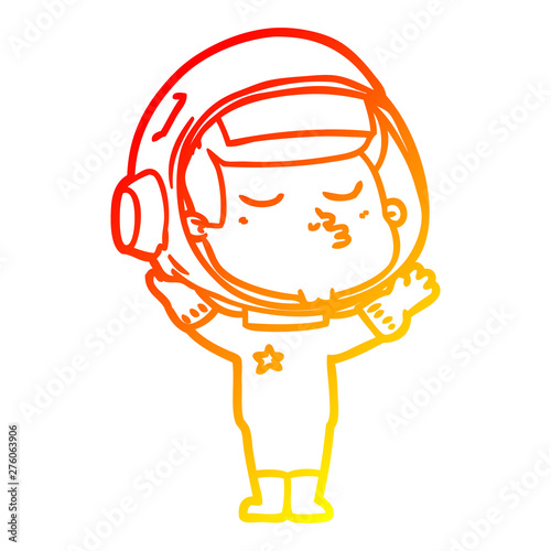 warm gradient line drawing cartoon confident astronaut