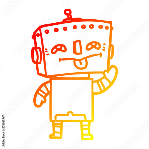 warm gradient line drawing cartoon robot