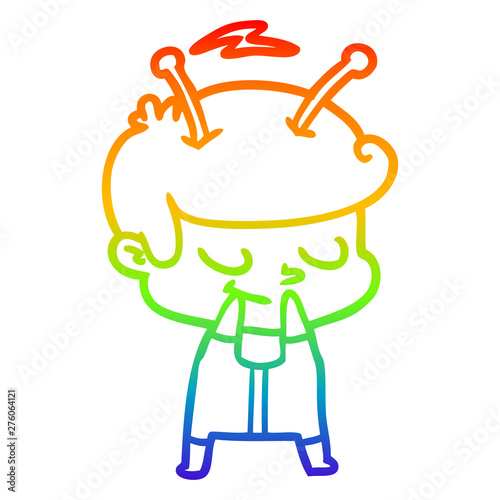 rainbow gradient line drawing self conscious cartoon spaceman