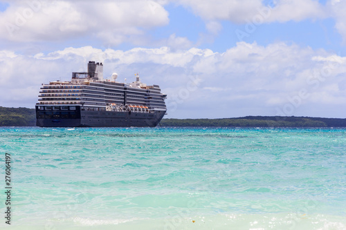 Cruise ship anchored off Easo beach photo