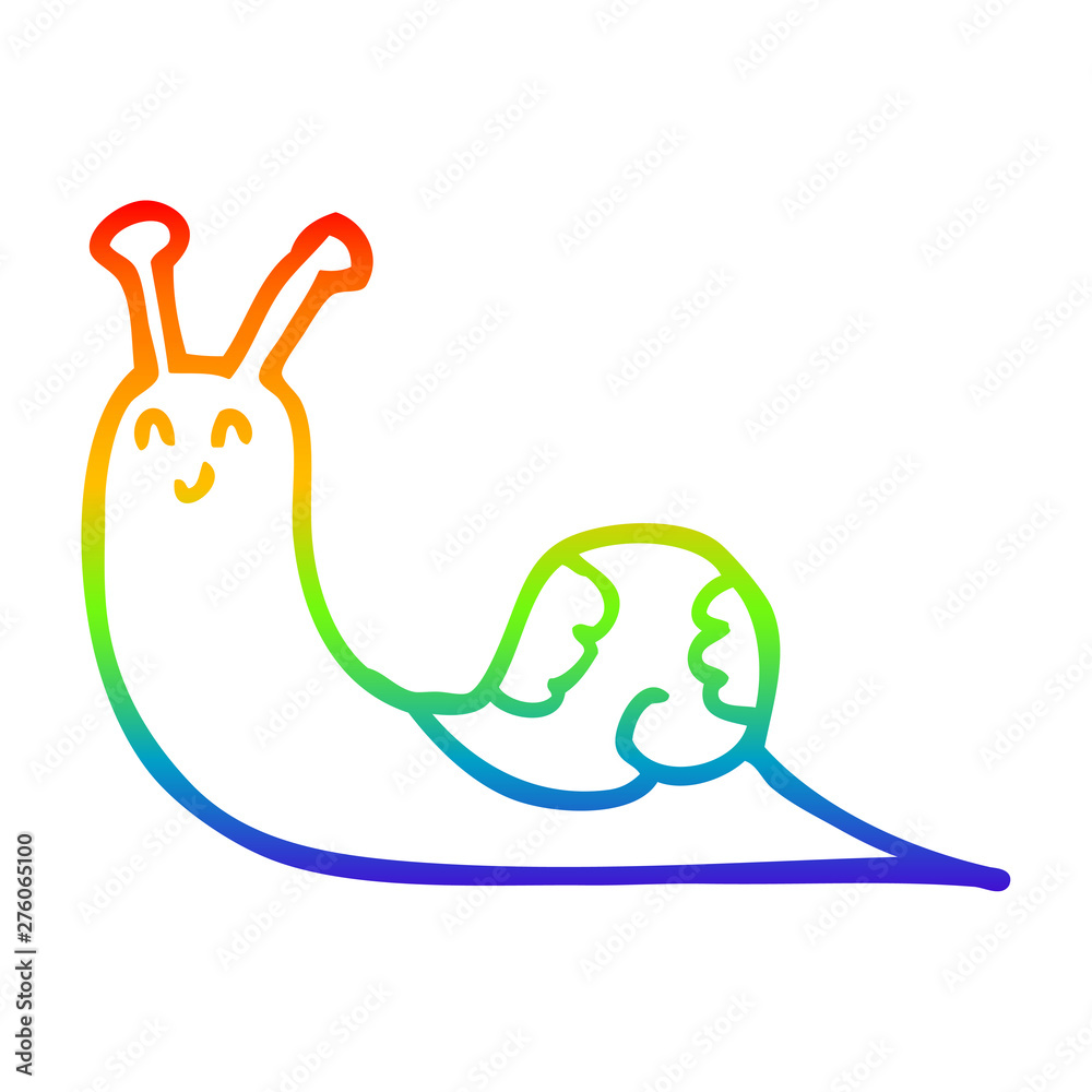 Obraz premium rainbow gradient line drawing cute cartoon snail