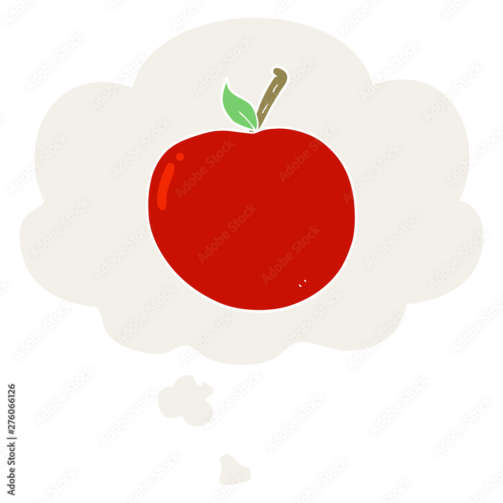 Obraz premium cartoon apple and thought bubble in retro style