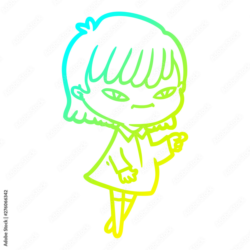 cold gradient line drawing cartoon pointing woman cold gradient line drawing cartoon pointing woman