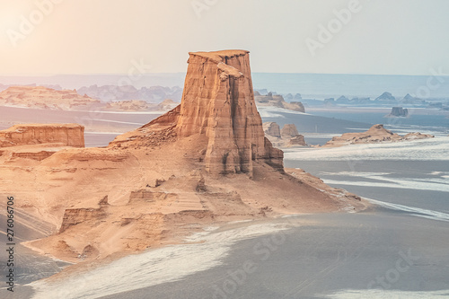 unsurpassed landscapes of sandy rocks in Dasht-e-Lut, Lut desert,hottest desert in the world, also known like Kalut Desert photo