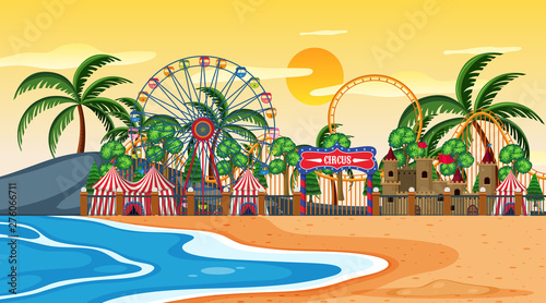 amusement park on beach scene