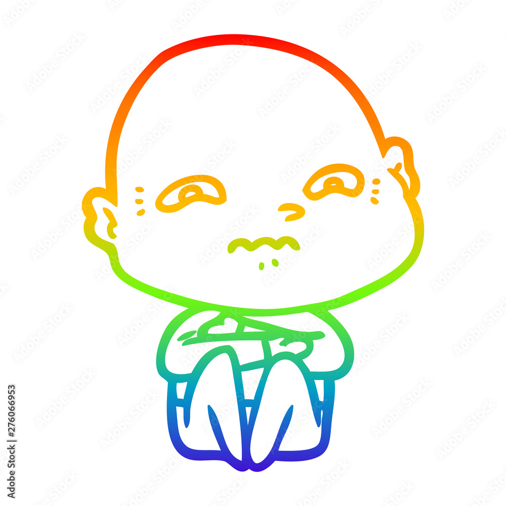rainbow gradient line drawing cartoon nervous man rainbow gradient line drawing cartoon nervous man