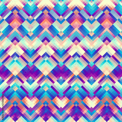 Seamless background. Geometric abstract diagonal pattern in low poly pixel art style.