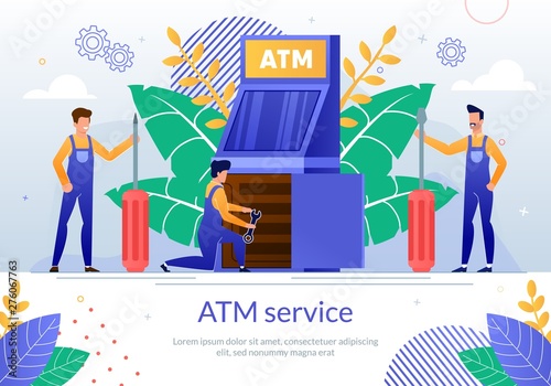 Bank ATM Repair Service Vector Poster Template