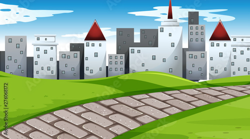 City scape in park scene