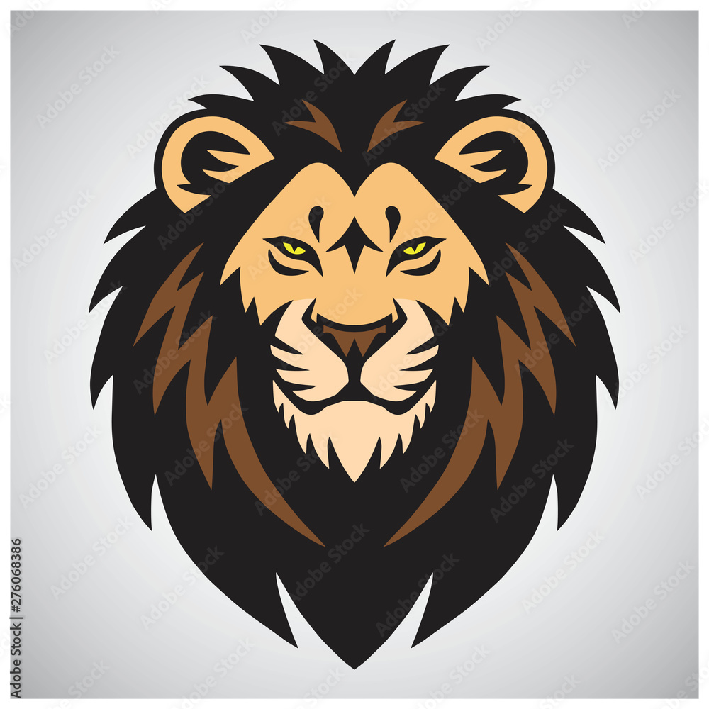 Lion Head Logo Vector Template Illustration Sports Mascot Design 