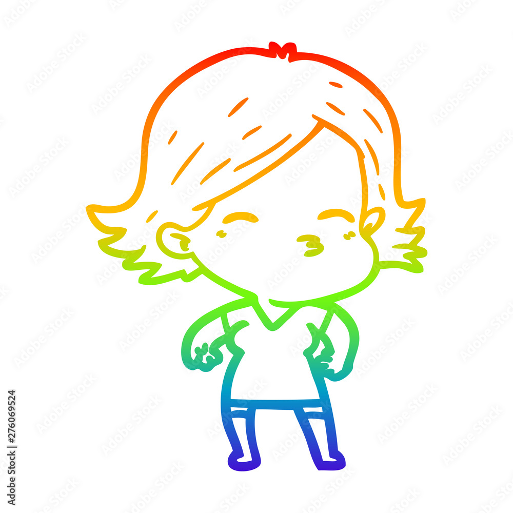rainbow gradient line drawing cartoon woman rainbow gradient line drawing cartoon woman