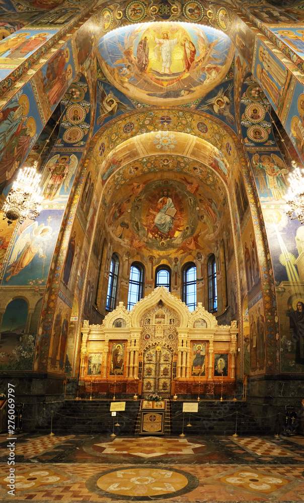 Saint Petersburg, Russia - August 10, 2018: Interior of Church of the Savior on Spilled Blood in Saint Petersburg, Russia