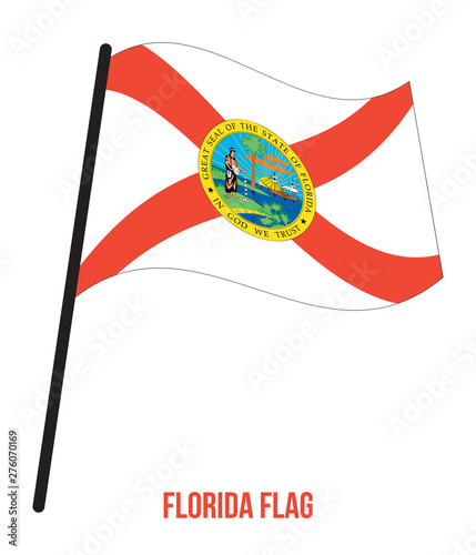 Florida (U.S. State) Flag Waving Vector Illustration on White Background