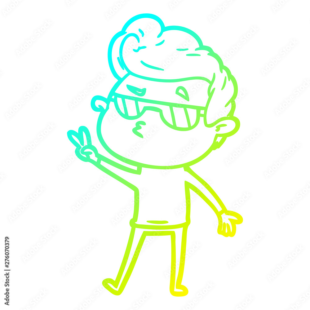 cold gradient line drawing cartoon cool guy cold gradient line drawing cartoon cool guy