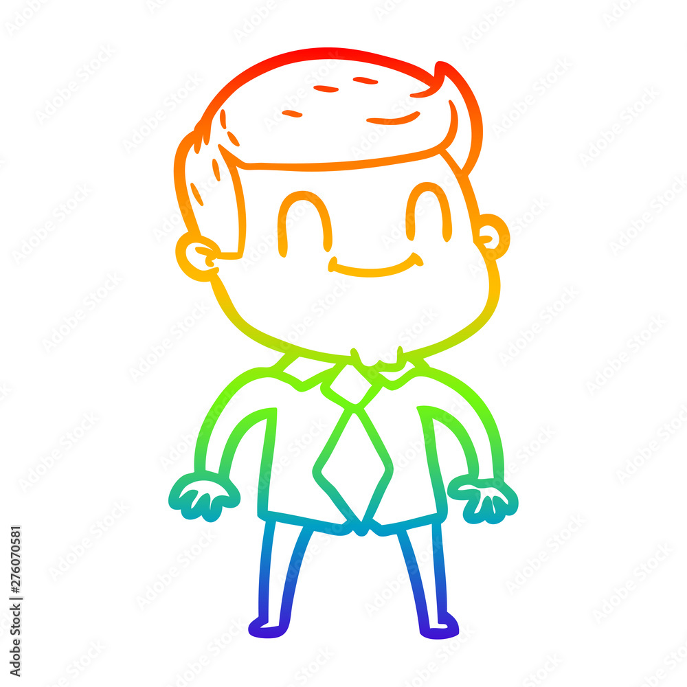 rainbow gradient line drawing cartoon friendly man rainbow gradient line drawing cartoon friendly man