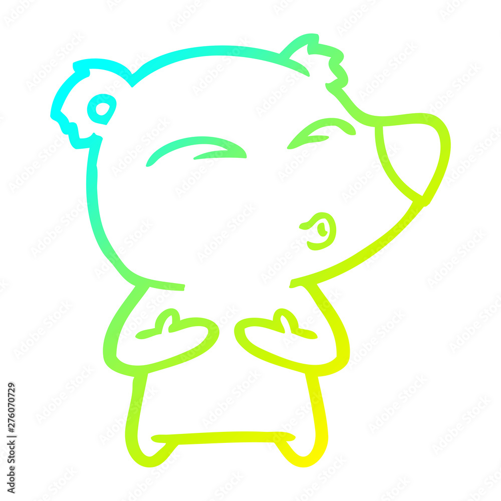 cold gradient line drawing cartoon whistling bear cold gradient line drawing cartoon whistling bear