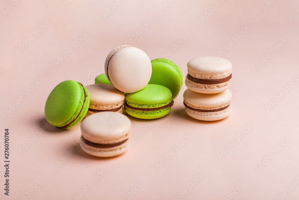 Obraz premium Macaron cake tender on a light background