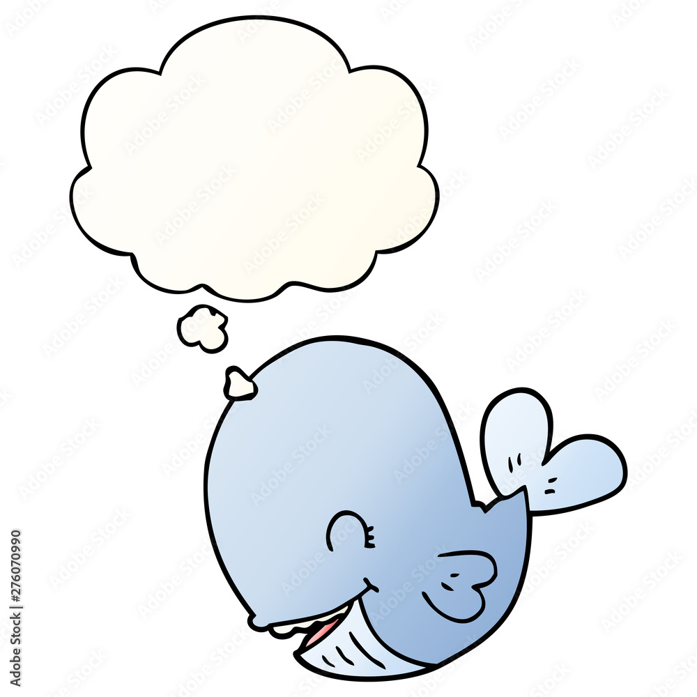 cartoon whale and thought bubble in smooth gradient style cartoon whale and thought bubble in smooth gradient style