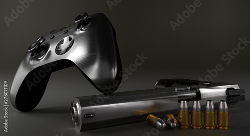 Metal video game controller. 