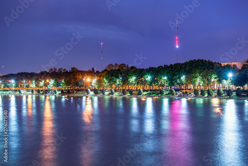 22/05/2019 Isfahan, Iran, night view on quay of river near Siosepol  bridge in Isfahan photo