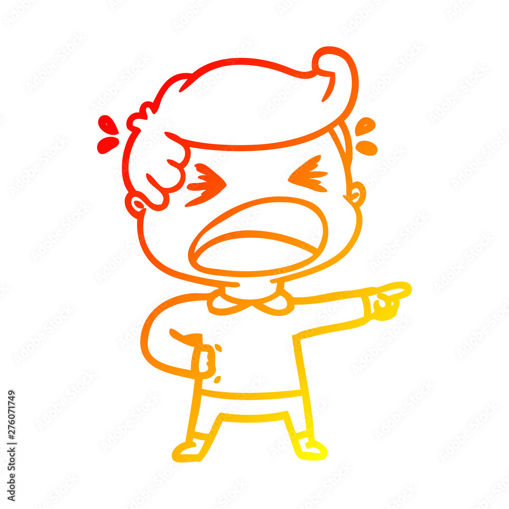 warm gradient line drawing cartoon shouting man pointing finger warm gradient line drawing cartoon shouting man pointing finger