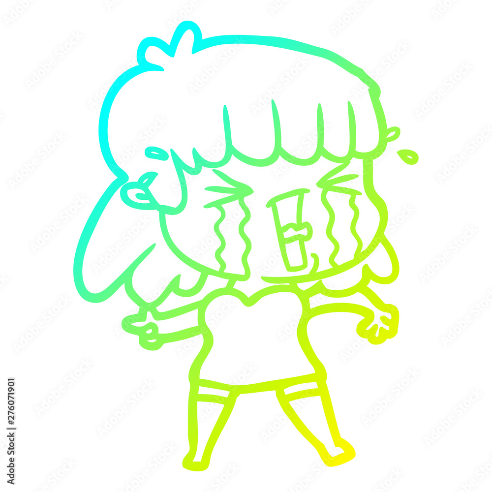 cold gradient line drawing cartoon woman in tears cold gradient line drawing cartoon woman in tears